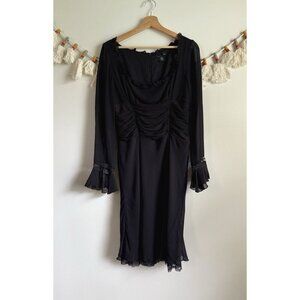 Moda International Silk Black Semi Sheer Dress Whimsigoth Witchy Dark Romantic
